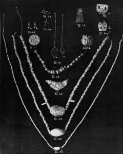 Jewellery from Tomb VI. Scale about 2:5.