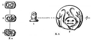 Two seals from Tomb X. Scale 1:1 and 3:1.