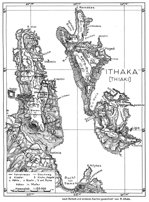 <p>
	W. Dörpfeld, <em>Alt-Ithaka</em> (1927), vol. II,  map 5</p>
