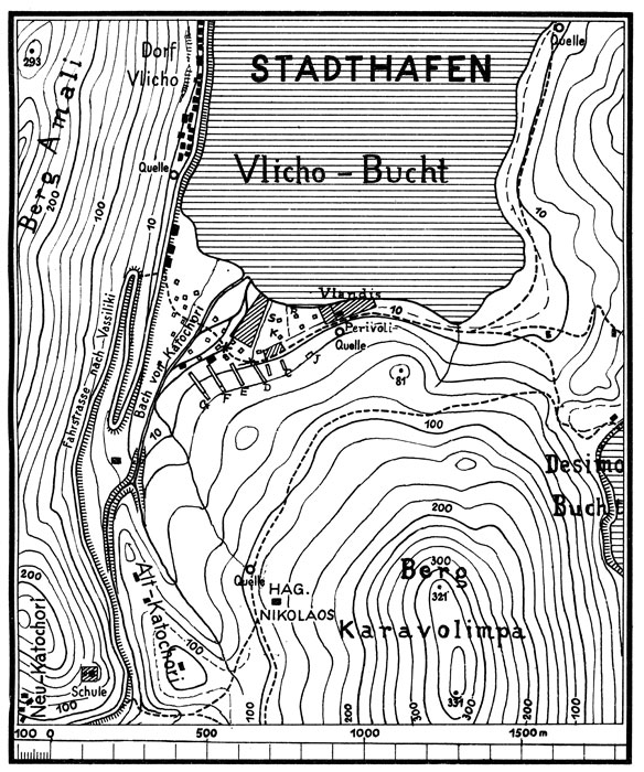 <p>
	W. Dörpfeld, <em>Alt-Ithaka</em> (1927), vol. II,  map 16</p>