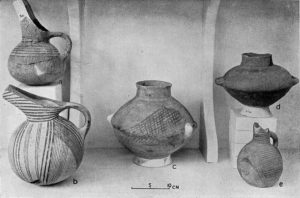 Early Minoan I Painted Ware. a, Pyrgos; b, Agios Onouphrios; c, Zakros; d, Agia Photia; e, Gournia