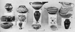 Stone Vases. Early Minoan II. g, h, k, m, n, Mokhlos; Early Minoan III. a-f, Platanos; Middle Minoan I. i, l, Mokhlos