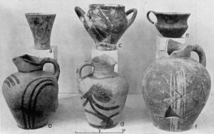 Middle Minoan I Vases from Pseira (a, d-f), Vasilike (b) and Mokhlos (c)