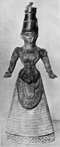 Knossos, Middle Minoan III Figurine of the Snake Goddess, in Faience, from the Temple Repositories