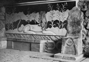 Knossos, the Throne Room with Original Throne of Gyprus and a Reproduction of the Griffin Fresco